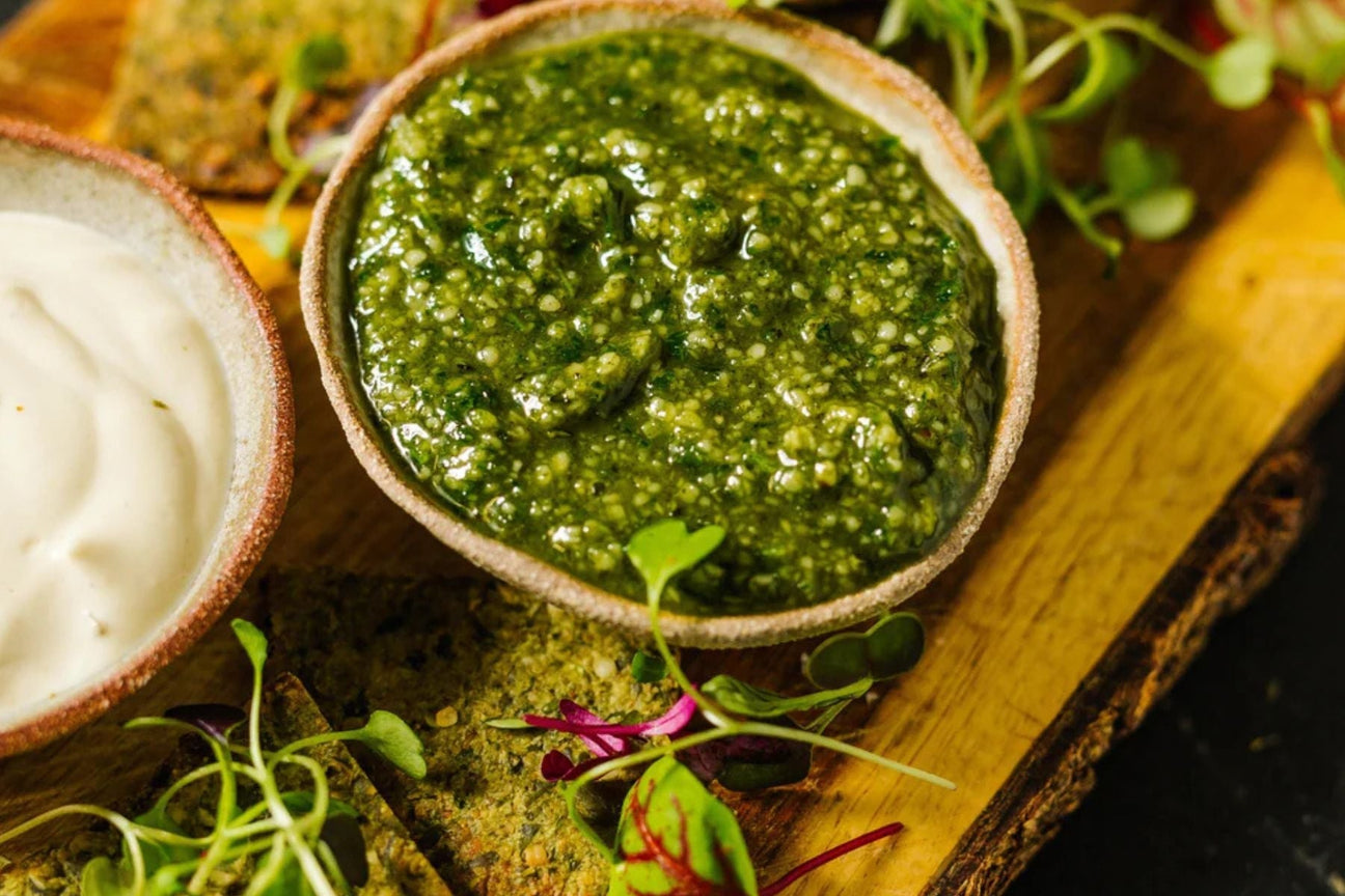 Beyond Green Crackers with Vibrant Dips