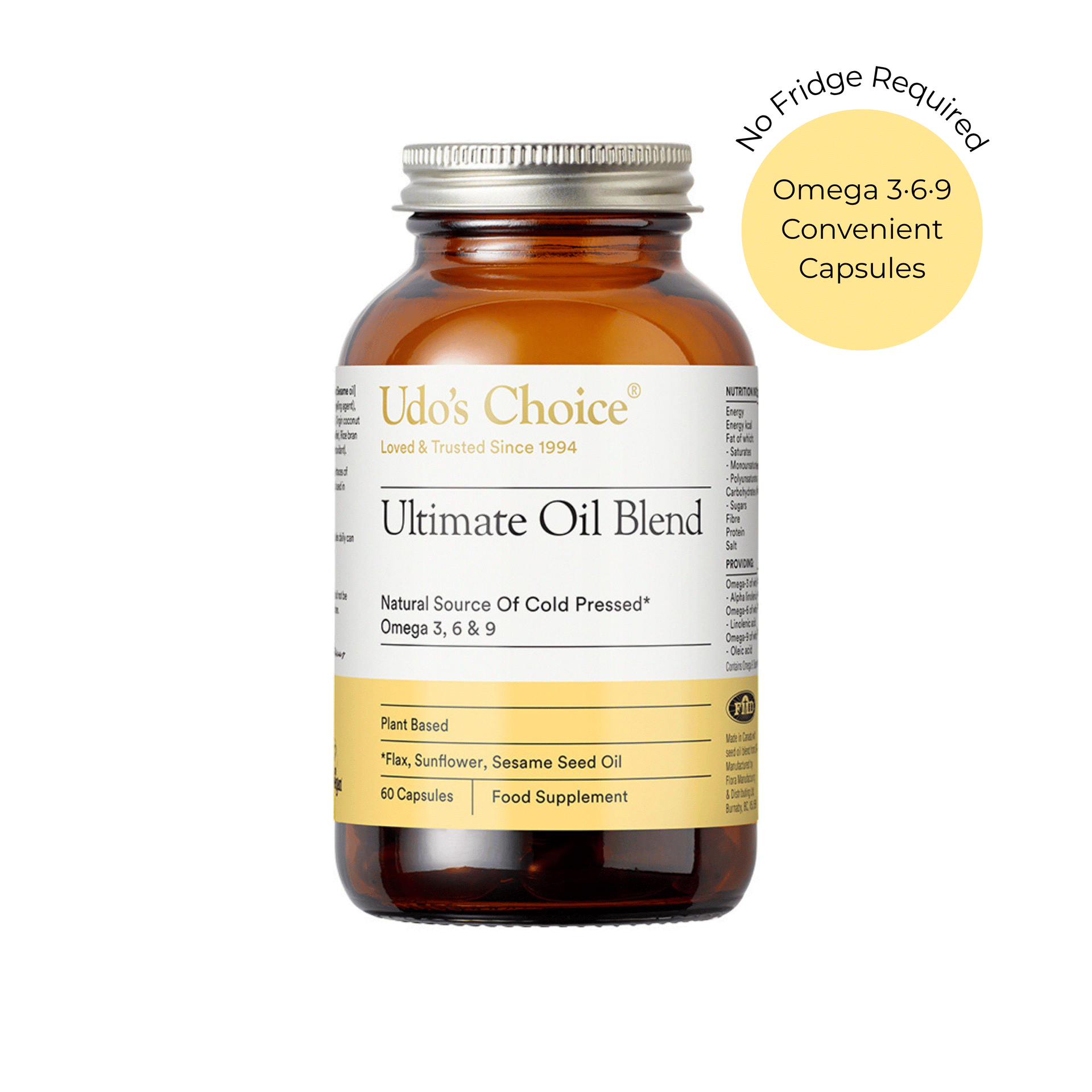 Udo's Choice Ultimate Oil Blend Capsules | Vegan Omega 3 6 9