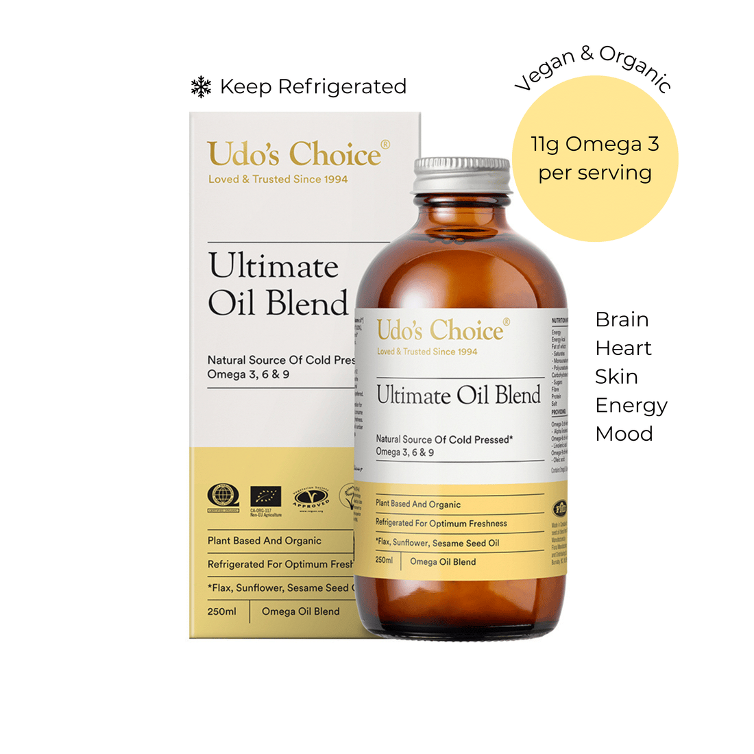 Udo’s Choice Ultimate Oil Blend | Organic Vegan Omega 3 6 9