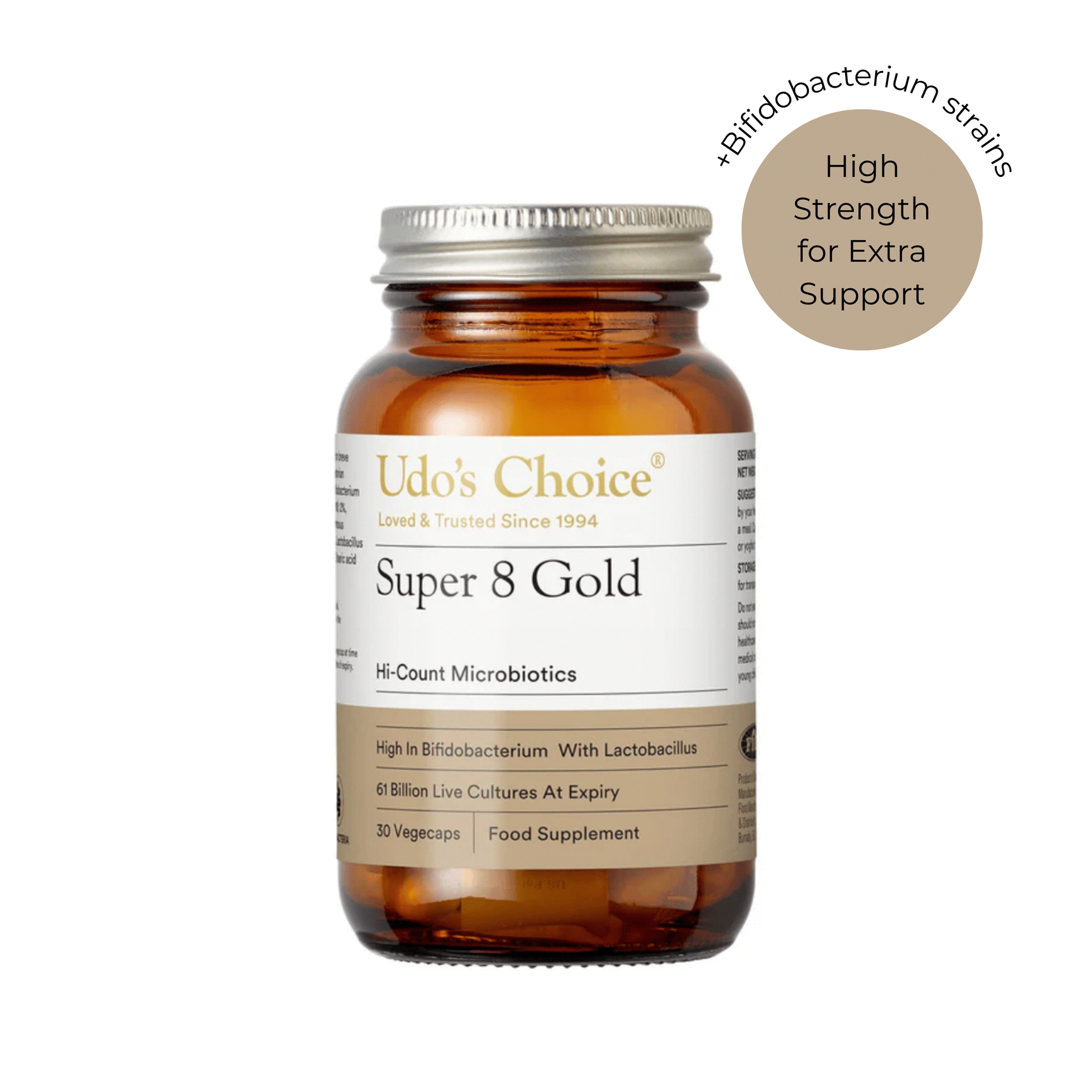Udos Super 8 Gold Microbiotics - 30 Day Supply