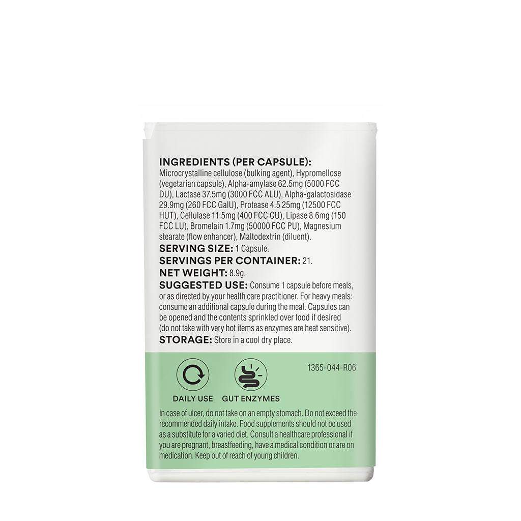 Supplement container with ingredient list on a white background