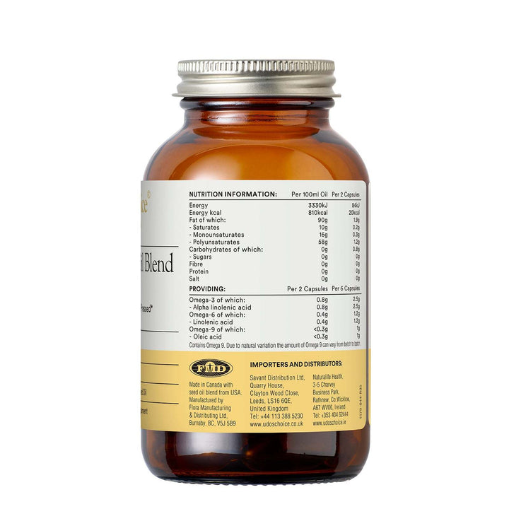 Brown supplement bottle with nutrition label on a white background