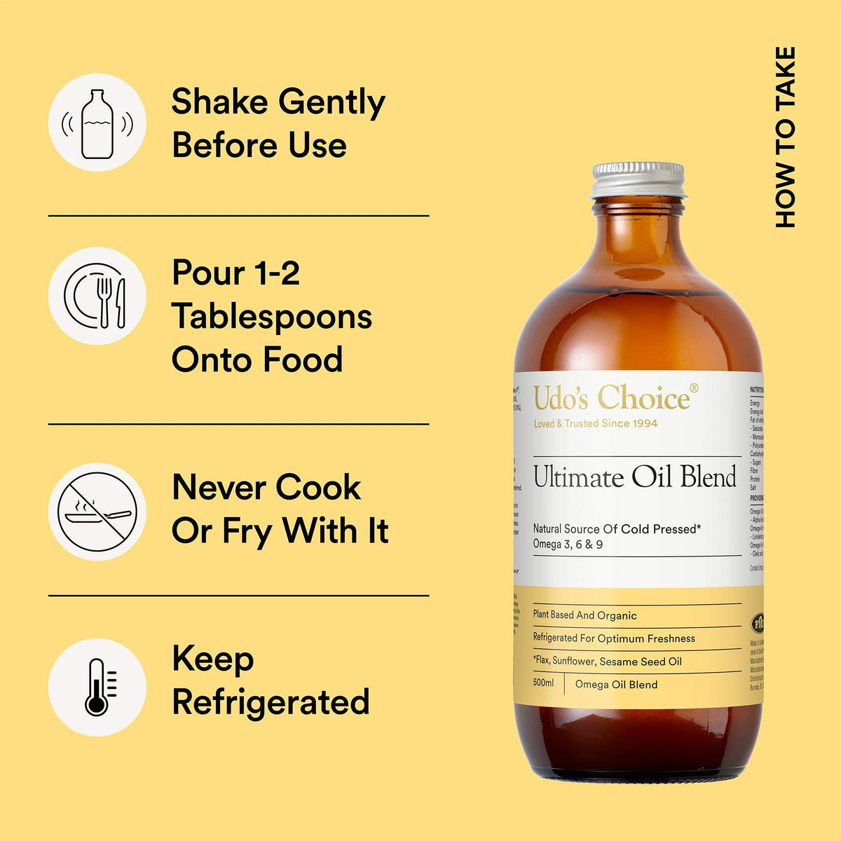 Pour 1-2 tablespoons onto food or take directly from the spoon