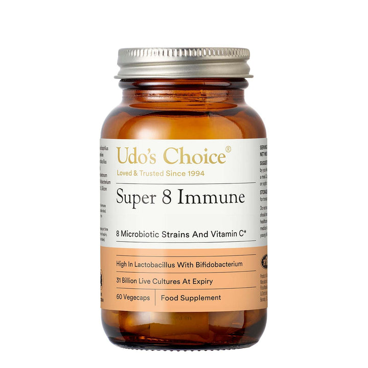 Udo's Choice Super 8 Immune supplement bottle on a white background